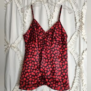 Vintage Avon Intimates Chemise Top Silky Open Front Hearts Valentine sz Large
